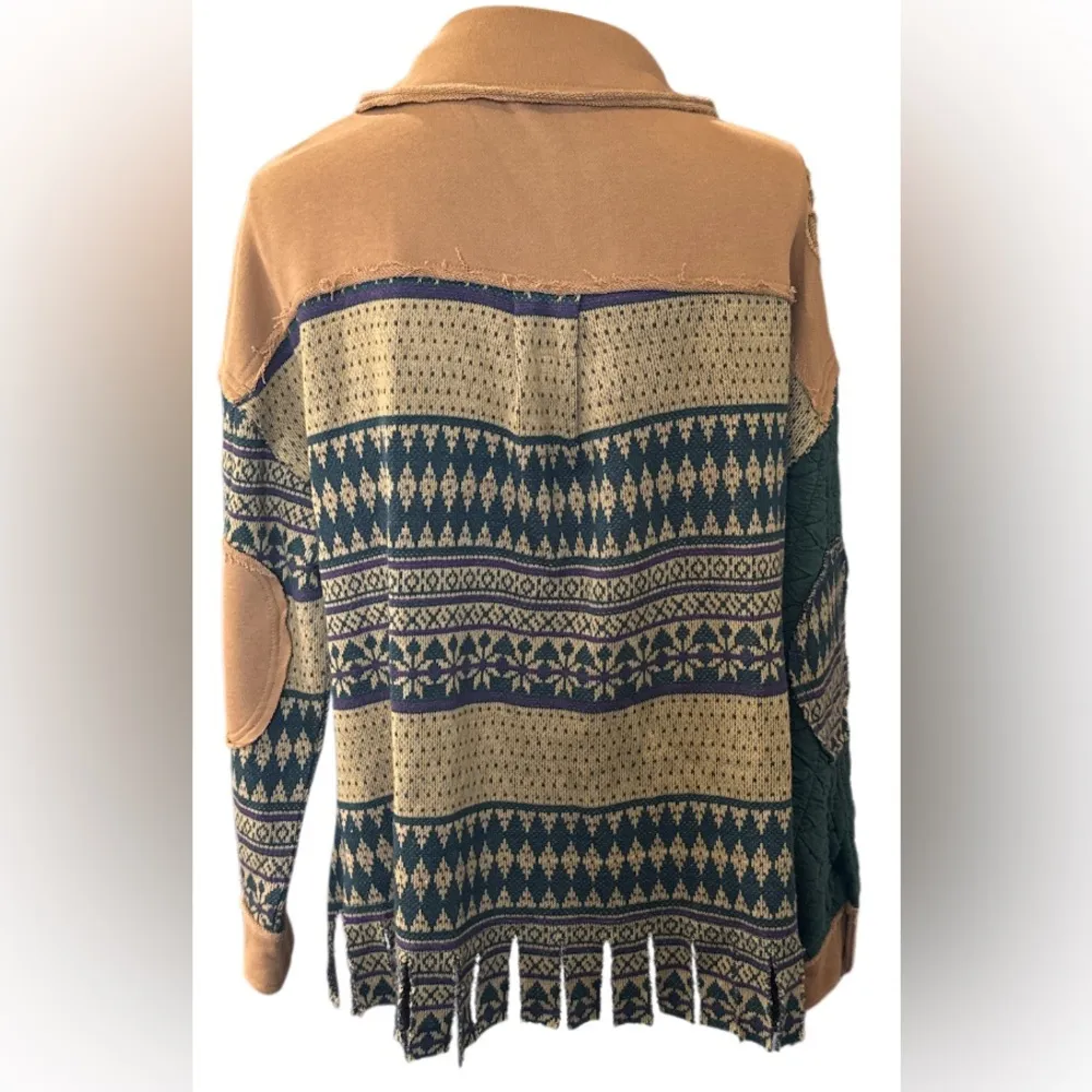 Miss Me Quilted Green and Brown Jacket - Image 2