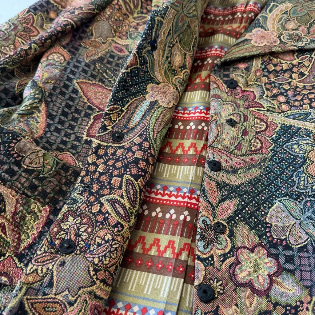 Vintage Christian Lacroix paisley tapestry blazer with rhinestone buttons Sz 10 - Image 9