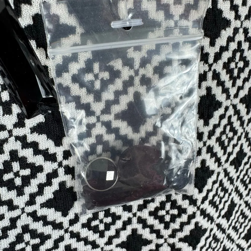 C Wonder NWOT Black White Textured Diamond Beaded 3/4 Sleeve Sheath Dress Size M Size M - Image 6