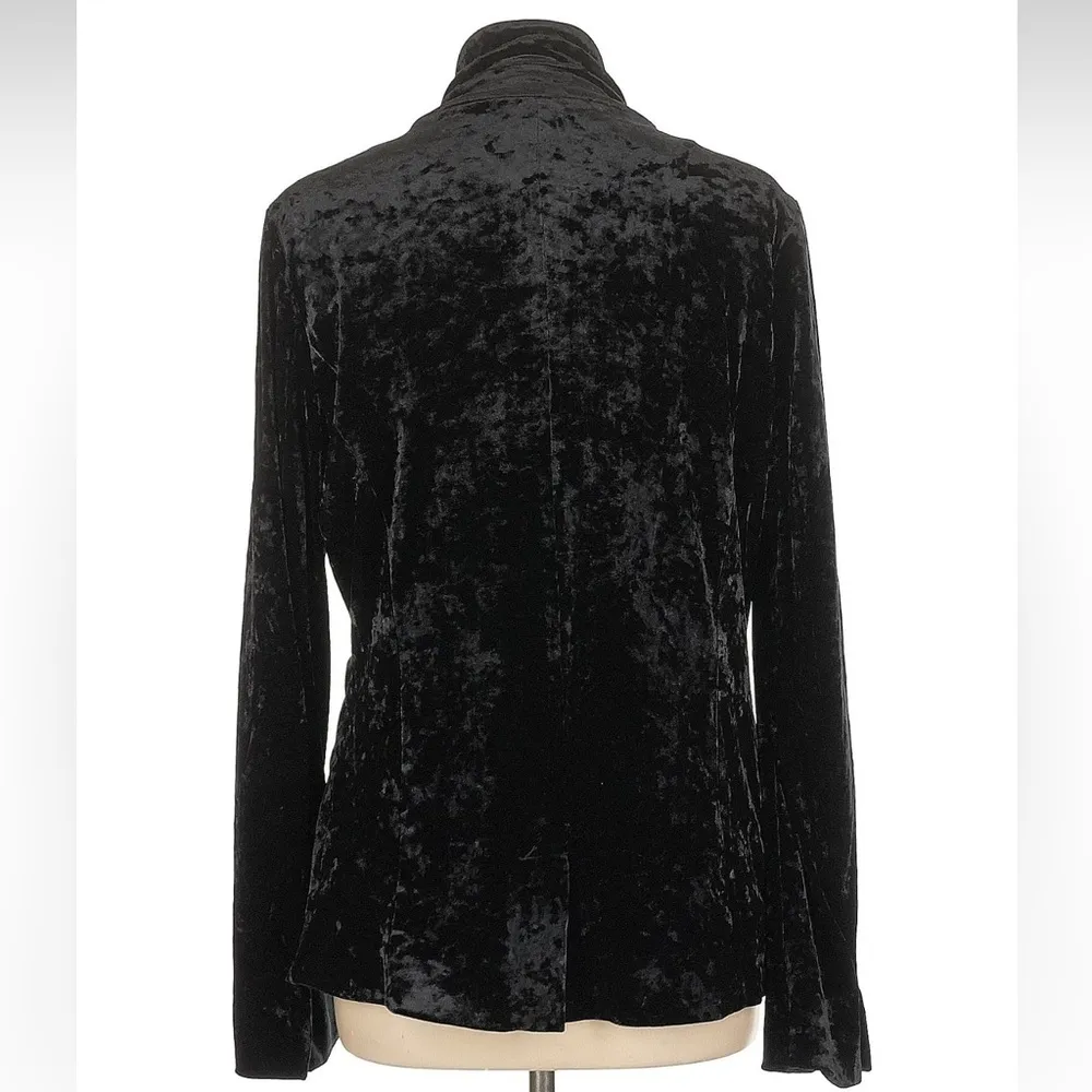 Sanctuary Black Crushed Velvet Collared One Button Blazer Jacket Size Large L - Image 4