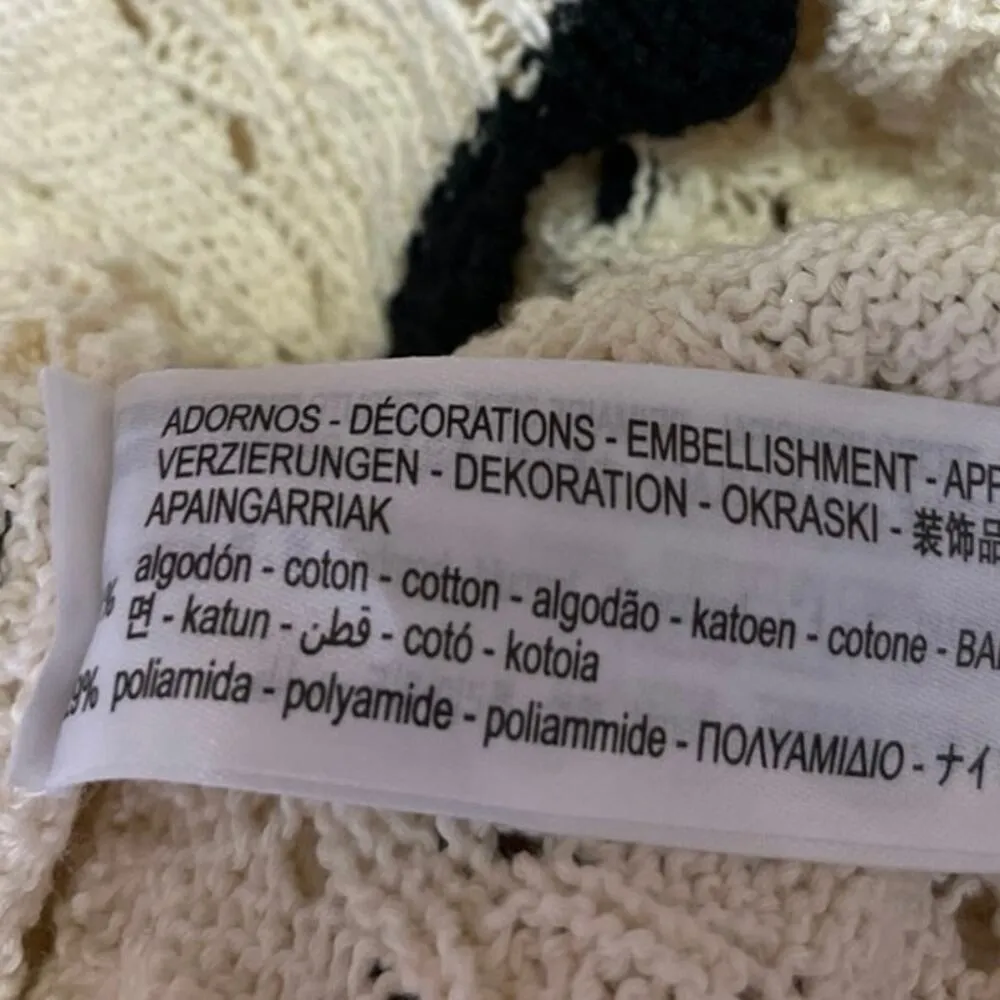 Zara Cream White Sleeveless Crochet Knit Ruffle Collar Crop Sweater Tank Top M - Image 11