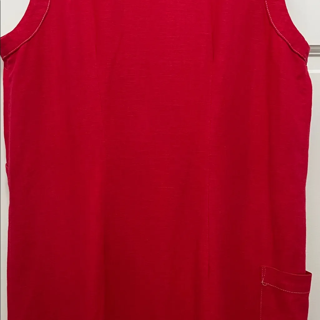 Basic Threads Linen Blend Cherry Red Sleeveless Mini Sheath Dress - Image 14