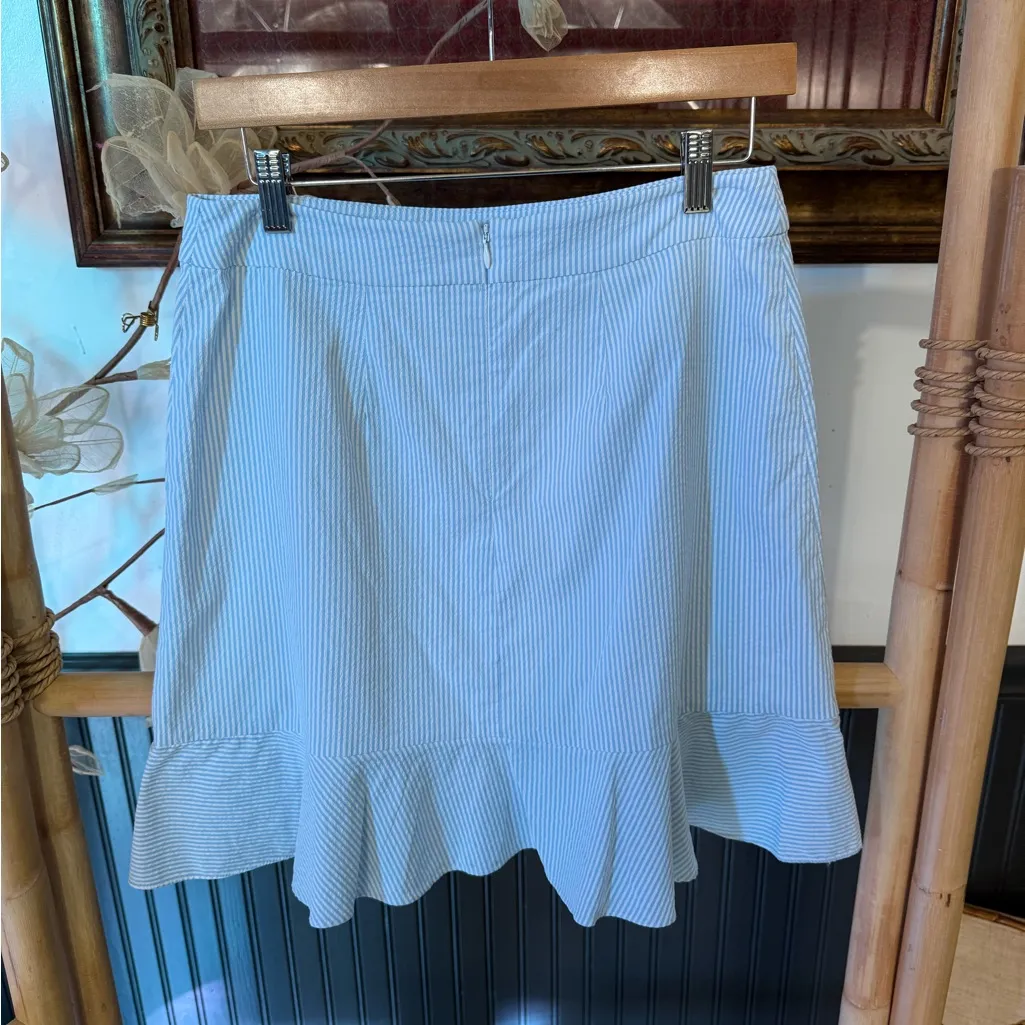 Southern Tide Margaret Seersucker Tiered Ruffle Faux Wrap Mini Skirt Sz 6 💚🍄 - Image 6