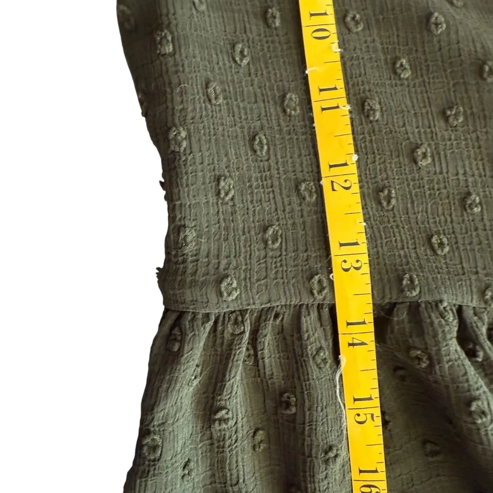 Loft Army Green Long Sleeved Swiss Dot Swing Dress Small Petite Casual Modest - Image 11