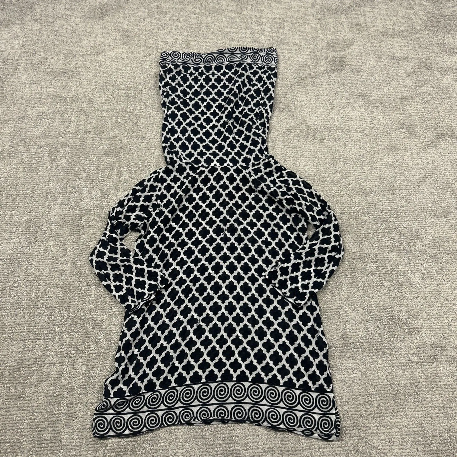 Gretchen Scott Top Womens XS Cowl Funnel Neck Tunic Black White Lightweight - Image 7