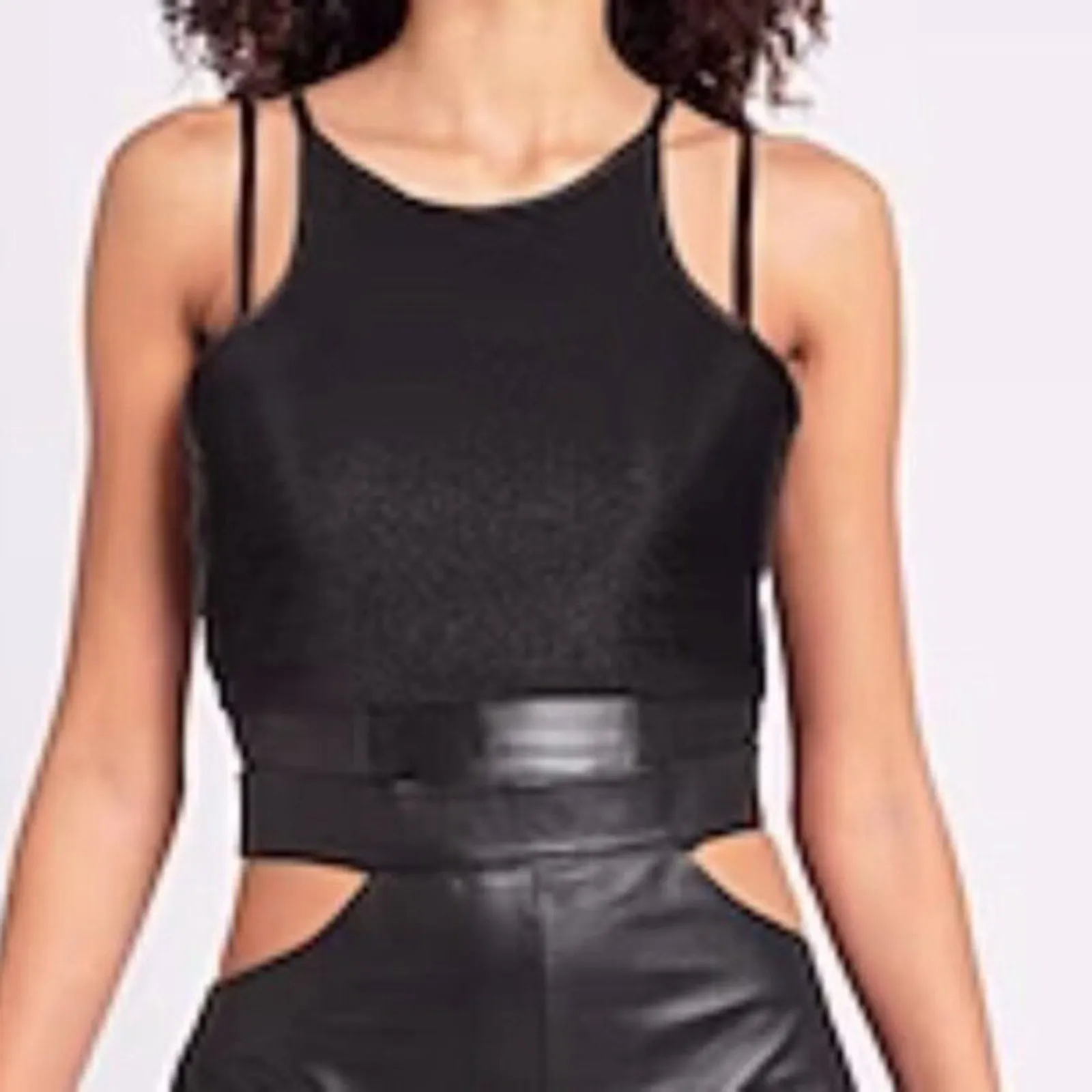 Beach Riot Glitter Anna Tank Sports Bra Black Glitter M - Image 2