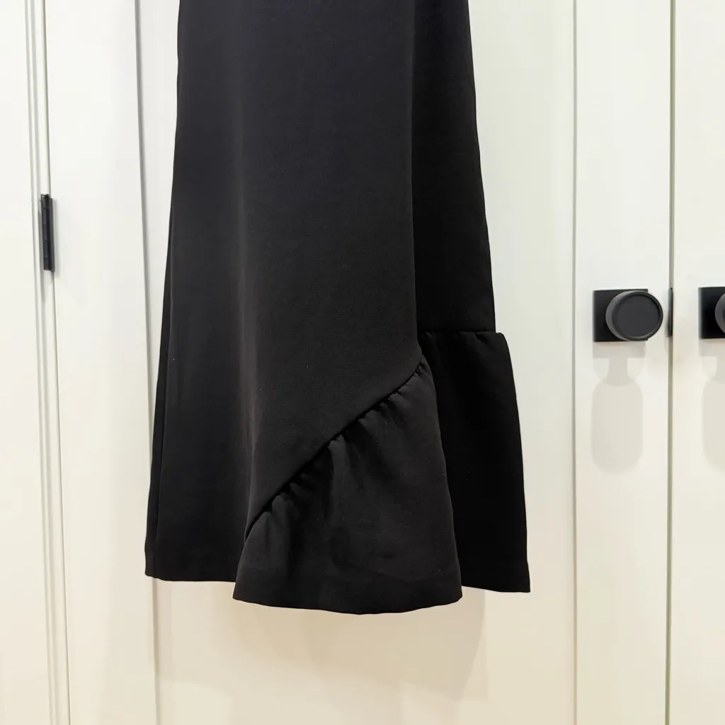 Smock Mohawk General Store Shift Midi Dress Black Size 2 Ruffle Hem Minimalist - Image 5