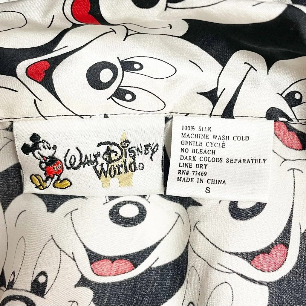 Walt Disney World Mickey Mouse Silk Pajama Nightshirt Black White Red Size Small - Image 14