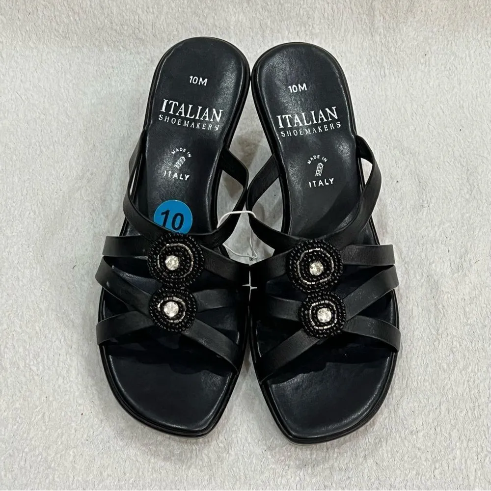 Italian Shoemakers Whitney Black Embellished Wedge Sandal Sz 10 - Image 6