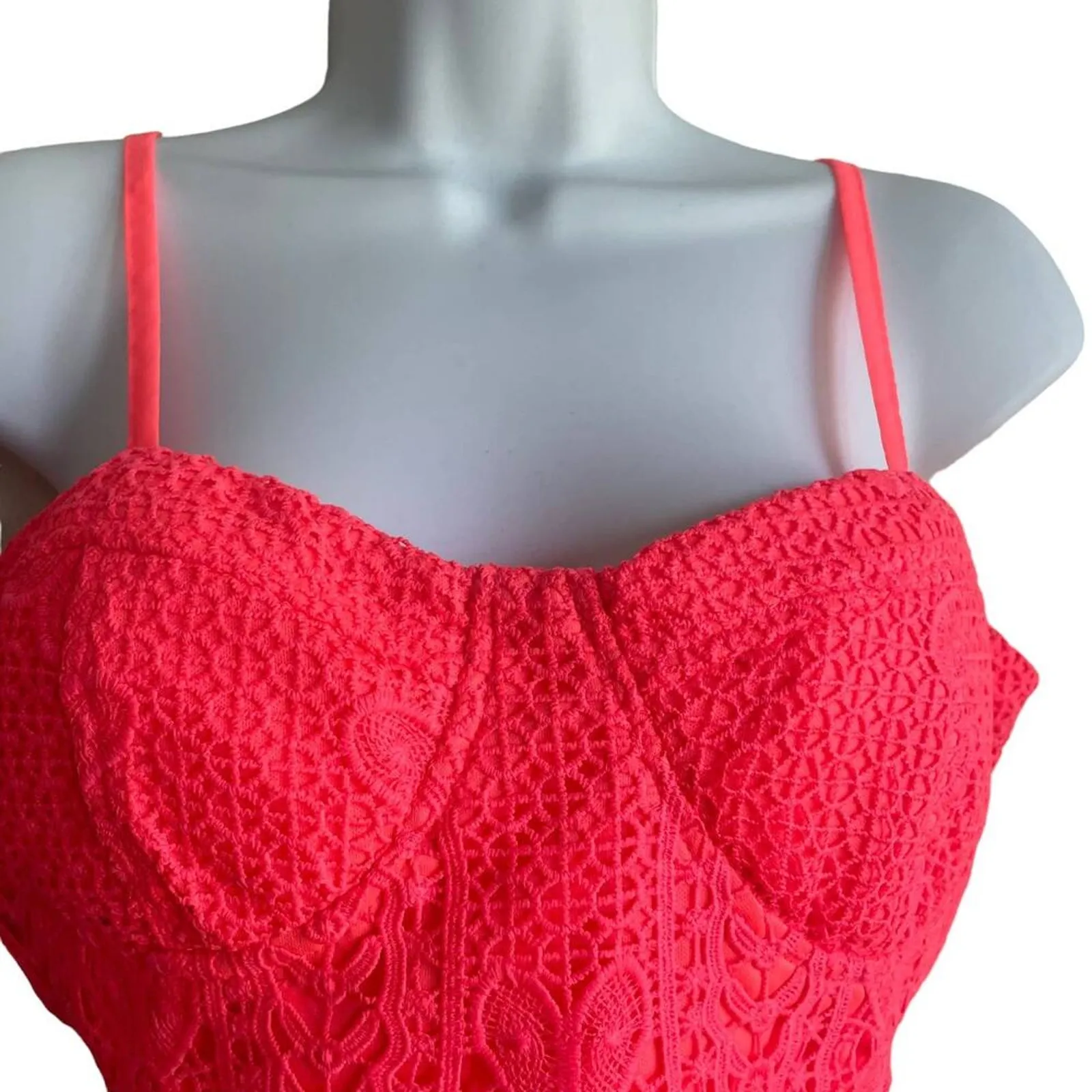 Y2K Women‎ Crop Corset Top L Vibrant Sweetheart Neck Coquette Flirty Retro Girly - Image 6