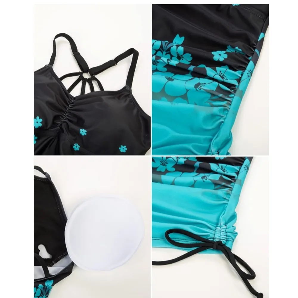 Maacie Maternity Athletic Tankini swimsuit Two PieceRuched with Shorts Black Size undefined - Image 4