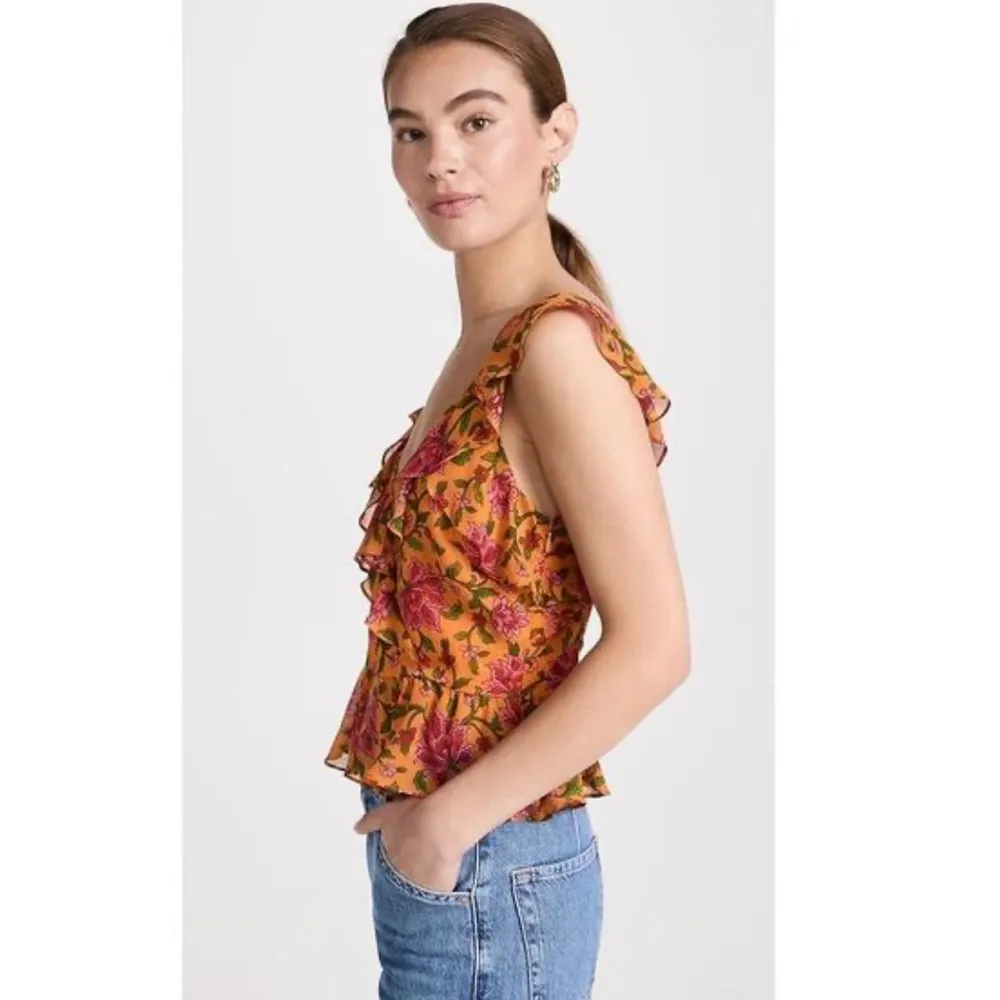 NWOT Veronica Beard Randa Top Hot Orange Multi - Image 3