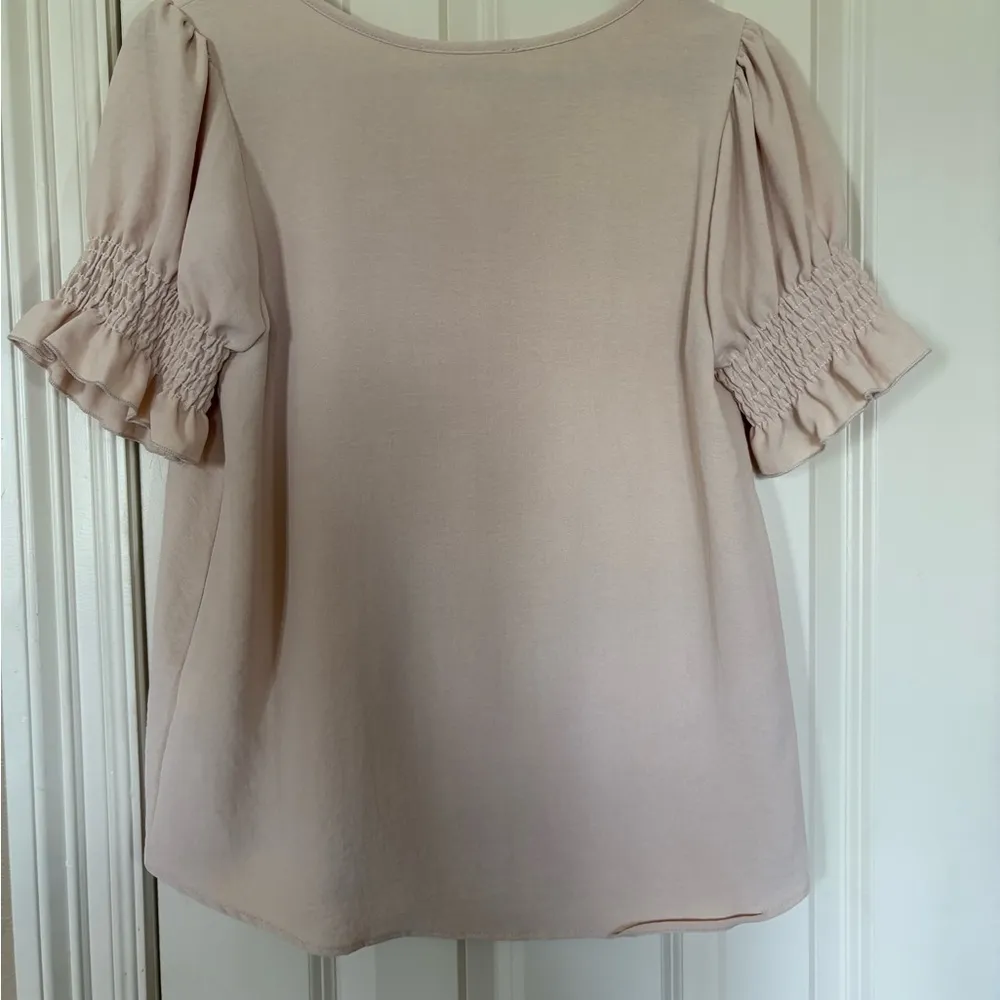 Beige Puff Sleeve Top - Image 2