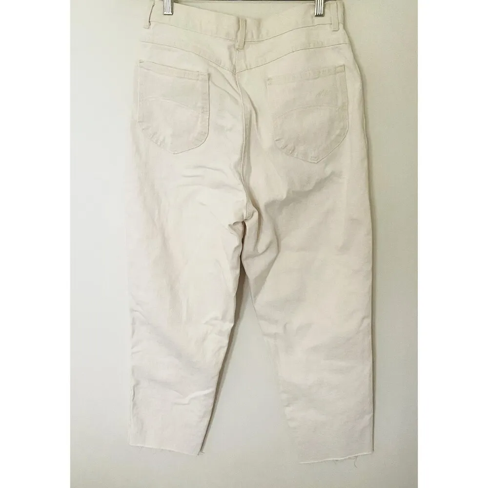 Vintage Chic Womens White High Rise Mom Jeans Slim Straight Leg Raw Hem 13 Tall Size undefined - Image 3