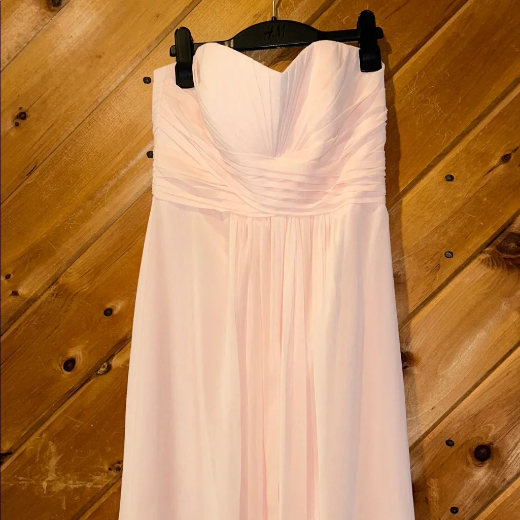 David’s bridal chiffon petal pink strapless pleated F1 style bridesmaid dress - Image 5