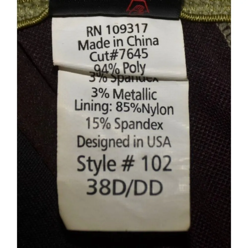 Aerin Rose 2 Piece Bikini Swimsuit Ladies XL 38DD Unique Green Striped Material - Image 8