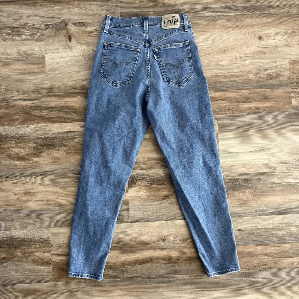 Levi’s SilverTab Mom Jeans Size 26 Medium Blue Wash Distressed - Image 2