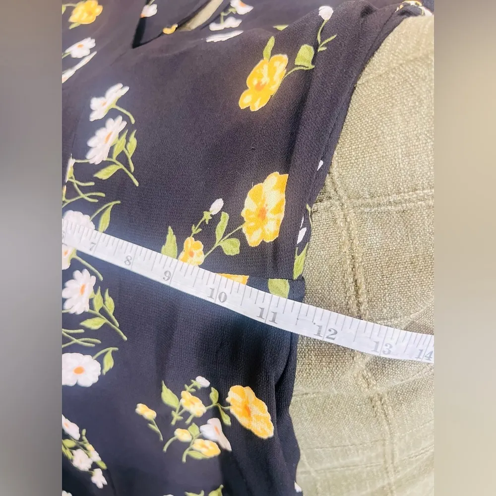 REFORMATION Black Floral Print WELLFLEET V-Neck Cutout Back Midi Dress - Image 15