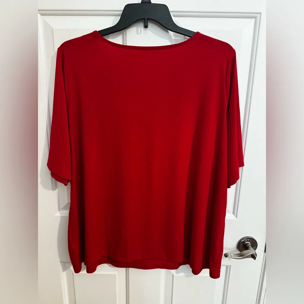 Susan Graver Modern Essentials Liquid Knit Crew Neck Top Red Plus Size 2X - Image 6