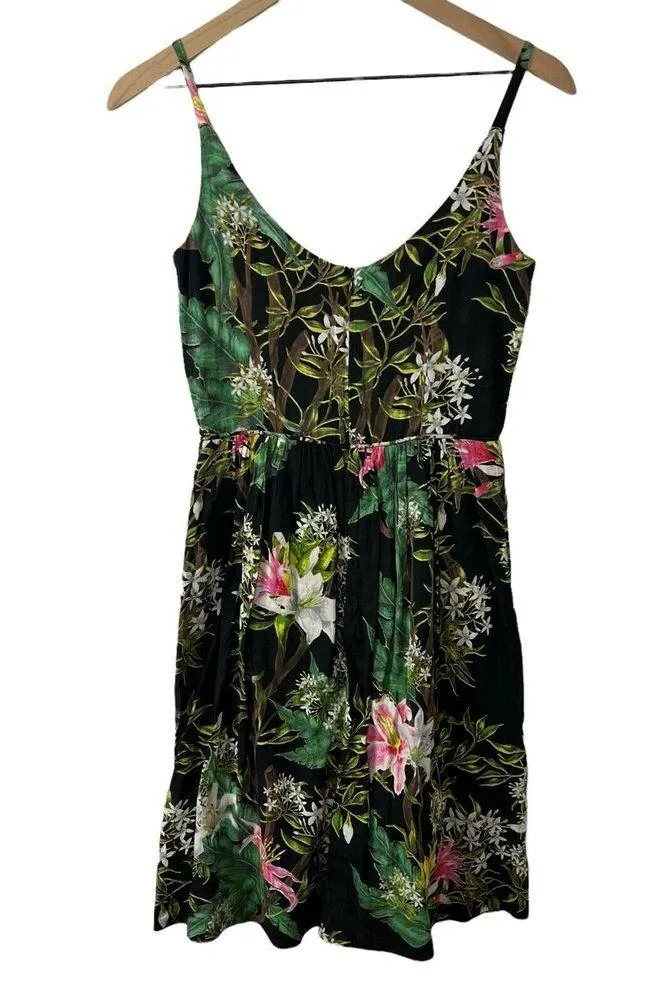Isabel Marant Etoile Welby Sundress Surplus Neck Tropical Floral Black Cotton 6 Multiple - Image 2
