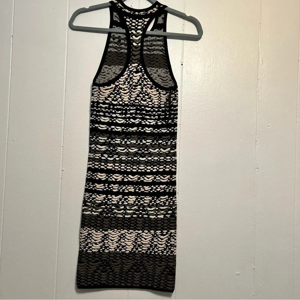RONNY KOBO Knit Dress Bodycon Stretchy Black Cream Green Mini Tank Razor XS - Image 6