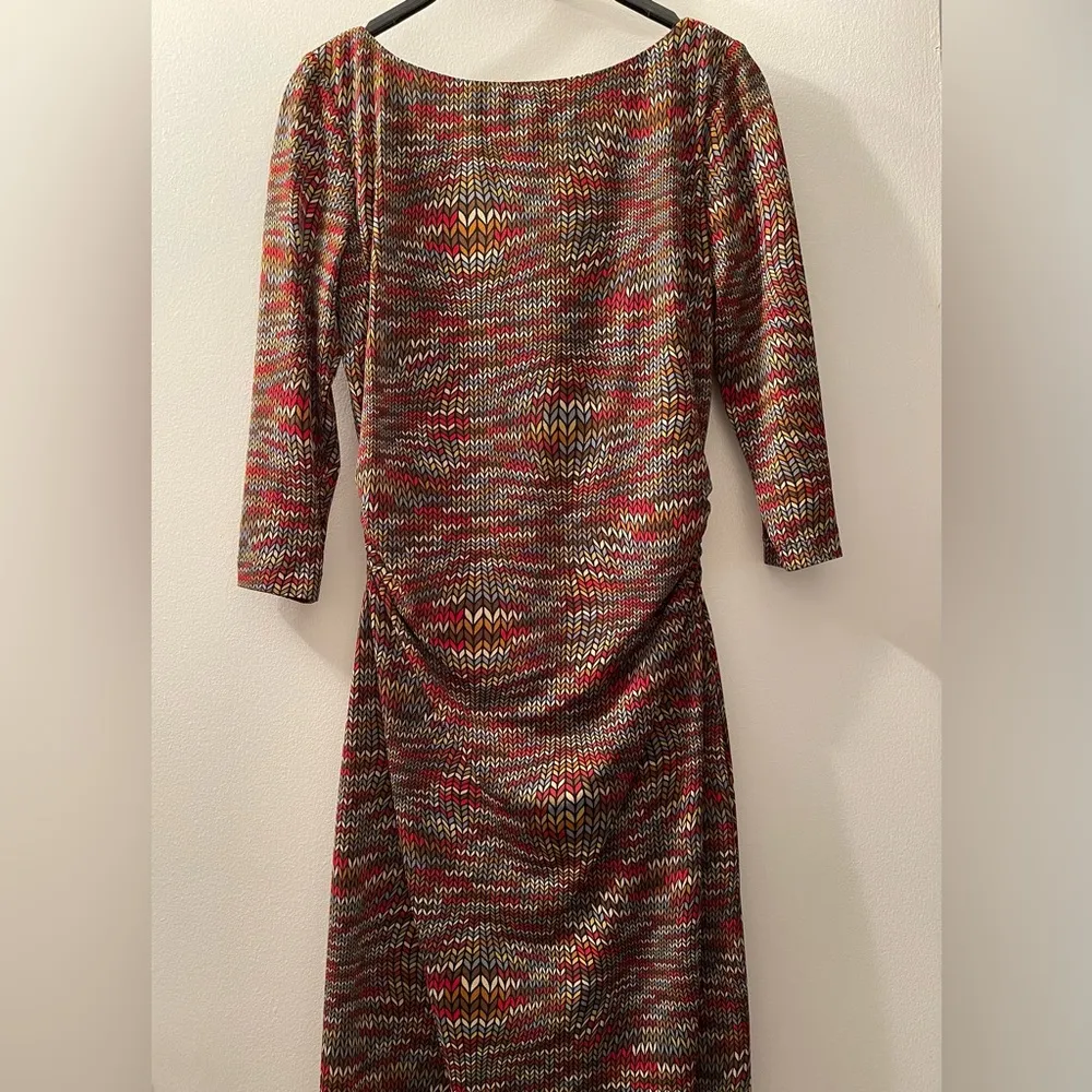 David Meister Geometric Red Orange Sheath Dress - Image 4