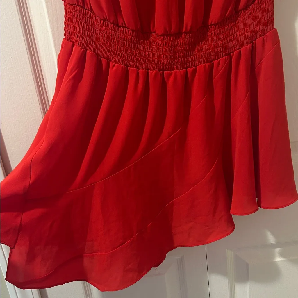 Amanda Uprichard Red Ruffle Off-Shoulder Mini Dress, Size M - Image 4