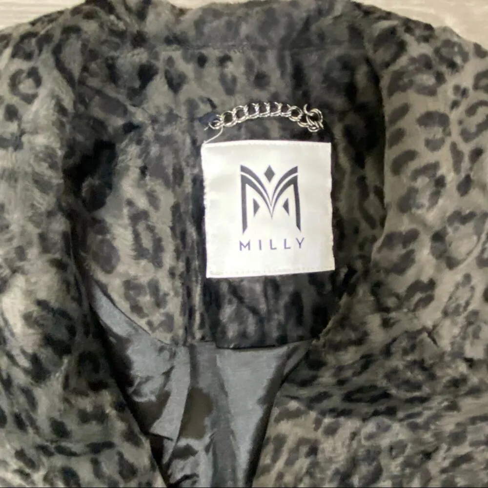 Milly leopard faux fur double breasted coat S - Image 8
