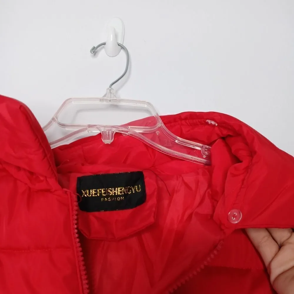 Red puffer coat with hoodie Red Size undefined - Image 8
