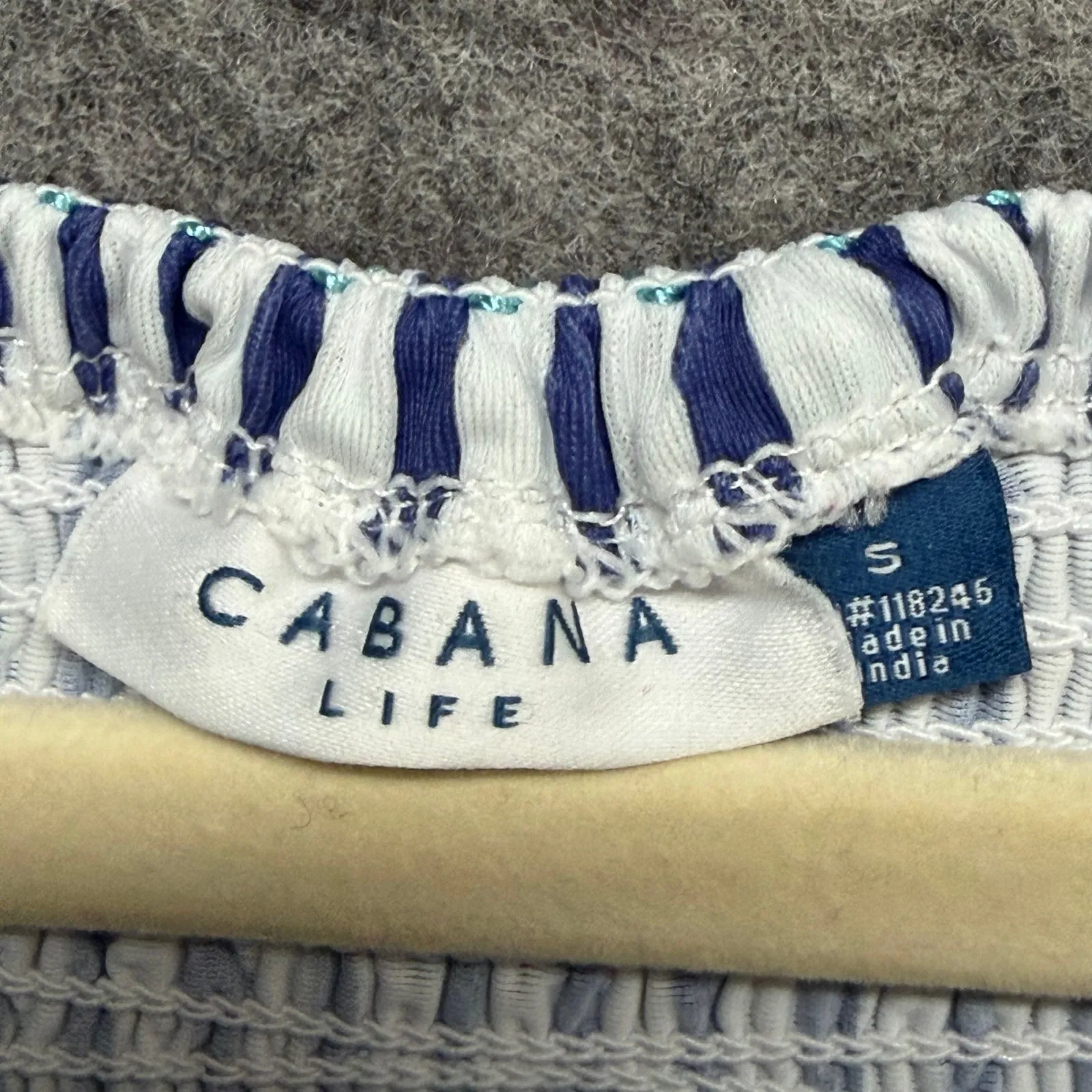 Cabana Life St Barts Off the Shoulder Dress Womens S Blue White Striped Beach - Image 11