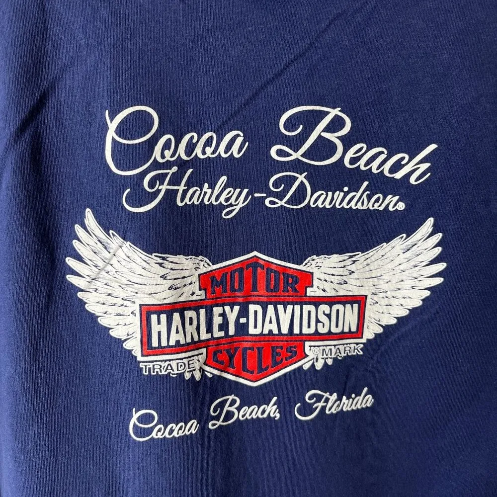 Harley Davidson Cocoa Beach FL T Shirt Womens Blue Small S Graphic Tee Solid - Image 7