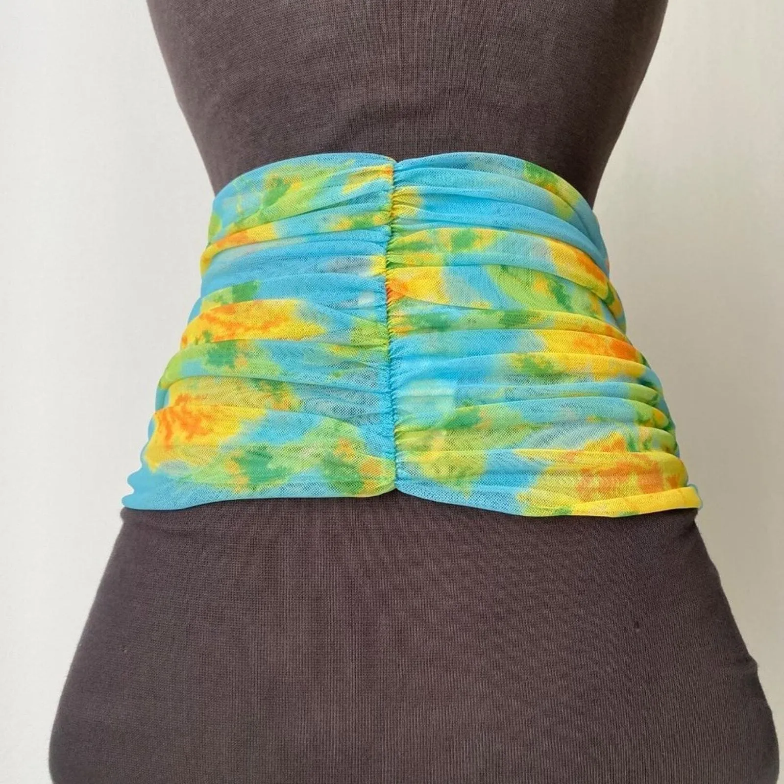 Zara sz M green yellow strapless floral corset crop top‎ NWT - Image 2