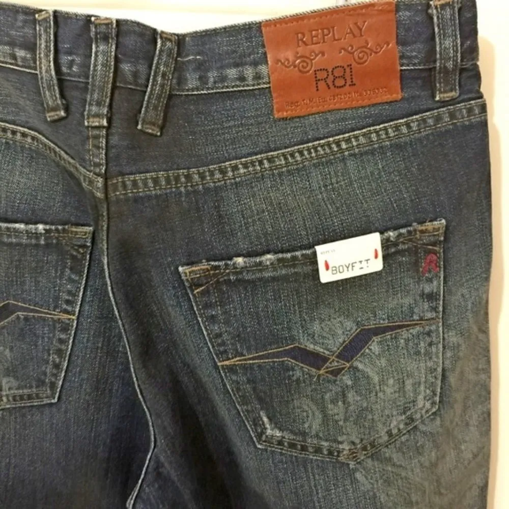 Replay women's size 28 distressed RASIDA hand finished low waist jeans 32x28 Blue - Image 5