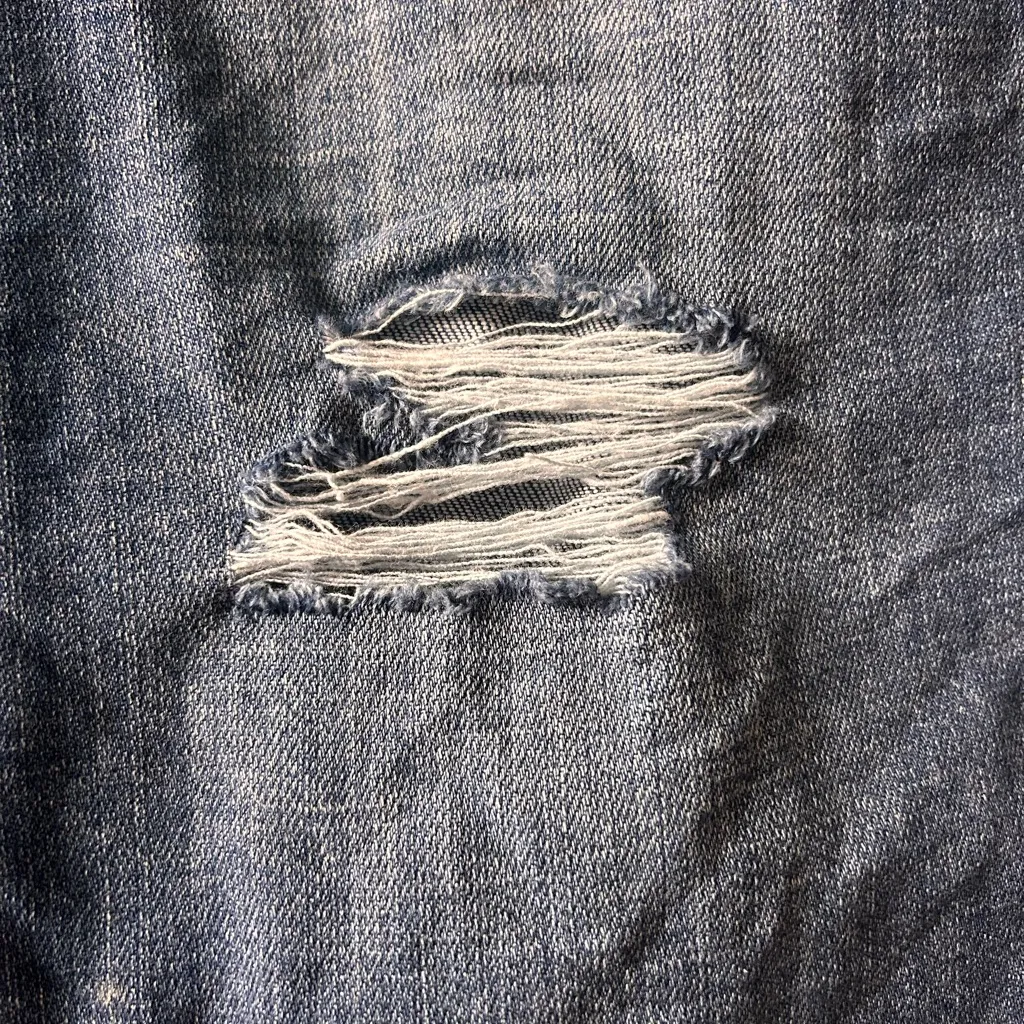 Aerie distressed drawstring elastic waist pull on denim joggers Size Medium - Image 8