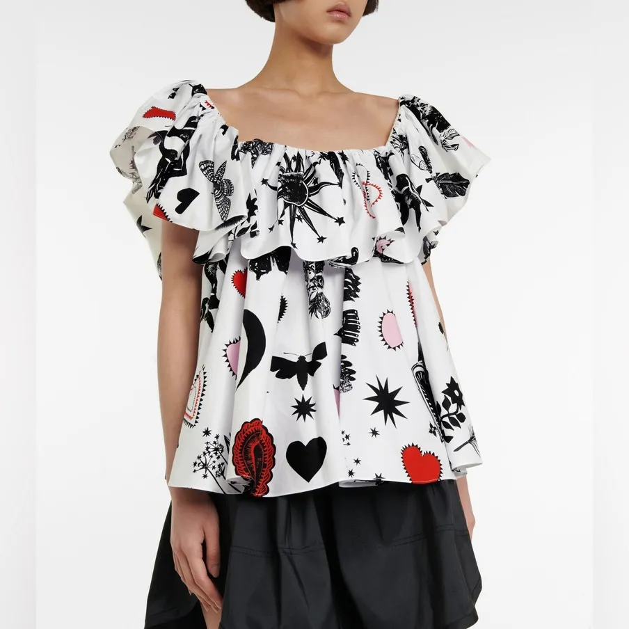 Alexander McQueen NWT Ruffled Trapeze Top in Cotton Poplin women’s size 10-12 - Image 16