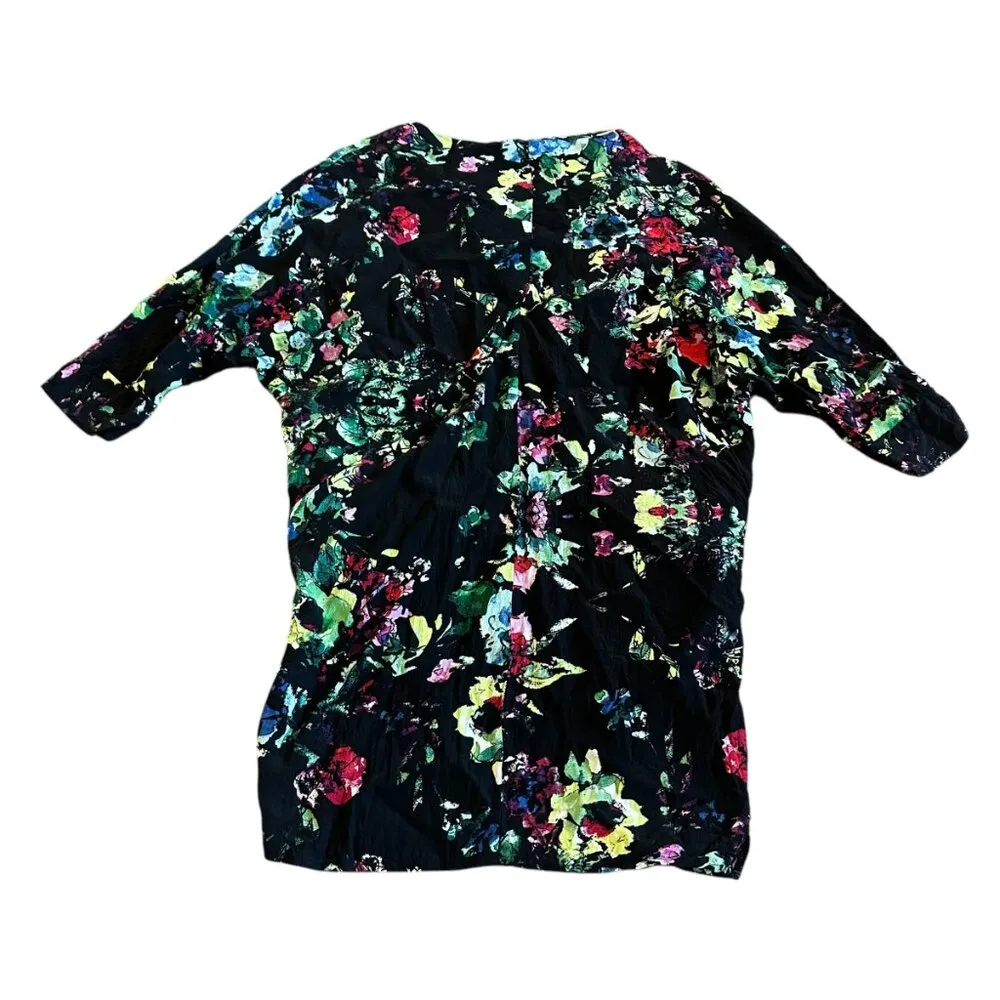 Maeve Anthropologie Black Floral Print Shift Dress 3/4 Sleeves Size X-Small - Image 5