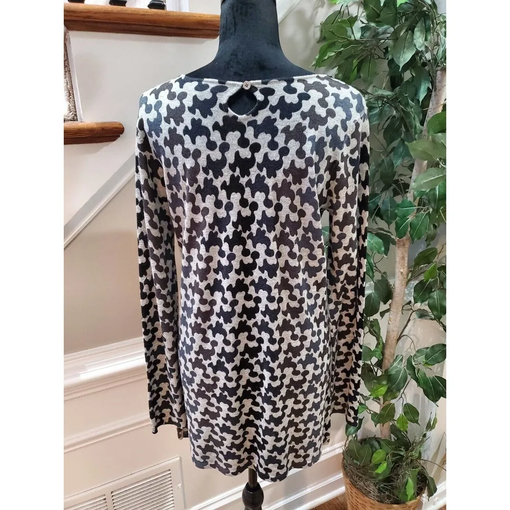 Adrienne Vittadini Gray Wool Sequin Round Neck Long Sleeve Pullover Sweater L - Image 8