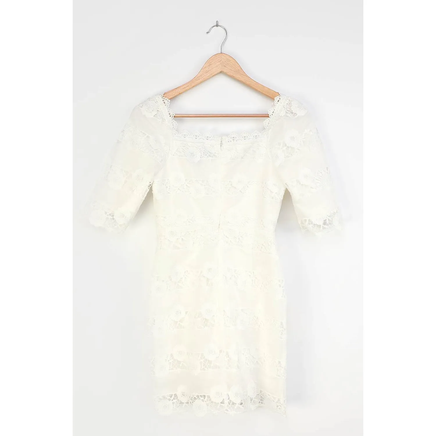 Lulus Story of Love White Lace Square Neck Bodycon Bridal Dress - Image 10