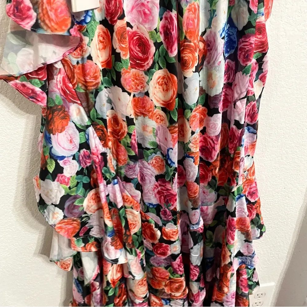 NWT Mac Duggal Womens Dress Multicolor Floral Ruched Waist Asymmetrical Size 10 - Image 10