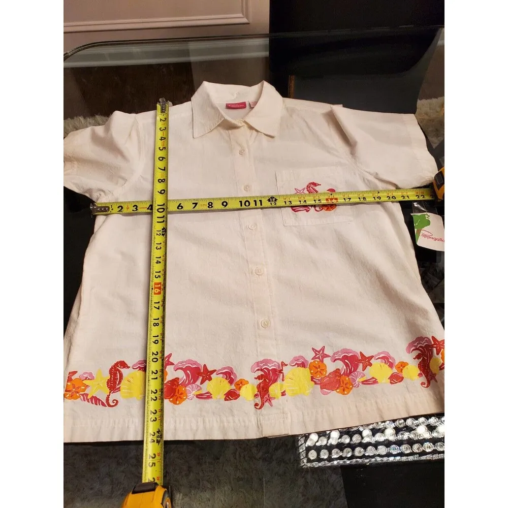 Cappagallo Women White Cotton Short Sleeve Shirt (M) & Trouser (S) 2 Piece Suit Size M - Image 11