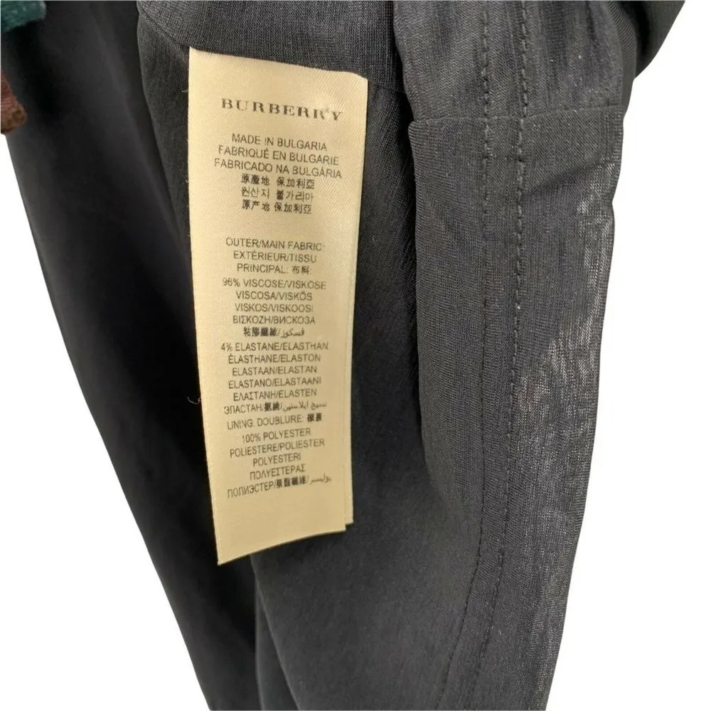 Burberry Black Stretch Jersey Long Sleeve V-Neck Tunic Top Size Small - Image 8