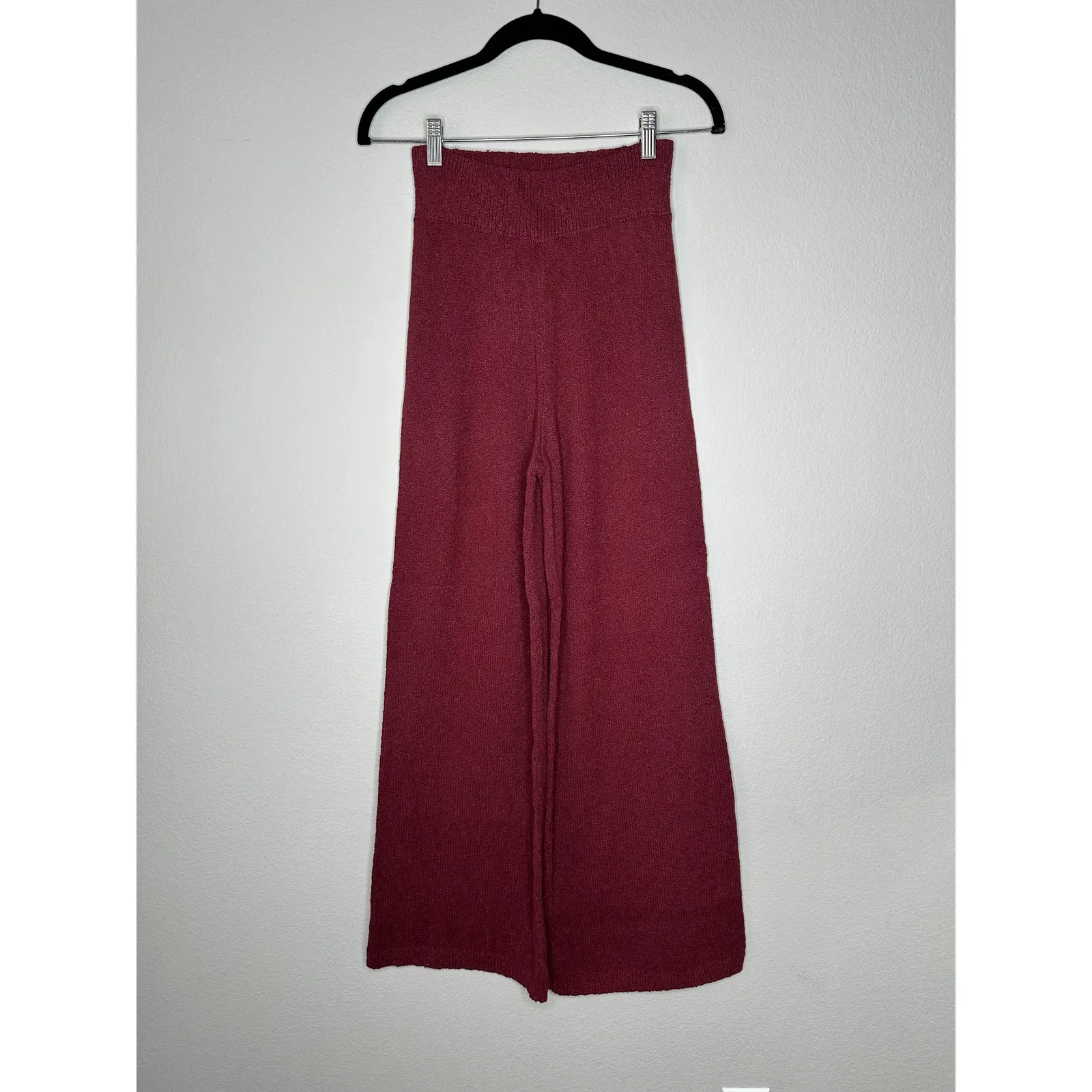 FREE PEOPLE Womens Harper Two Piece Wide Leg Crop Sweater Set in Very Berry XS - Image 11