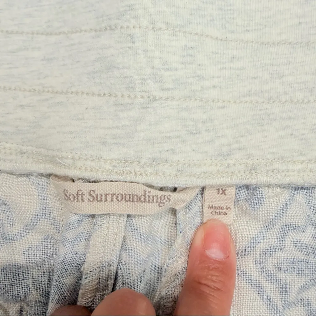 NWOT Soft Surrounding Aliso Point Linen Pants Blue Tile Print 1X Wide Leg Casual - Image 5