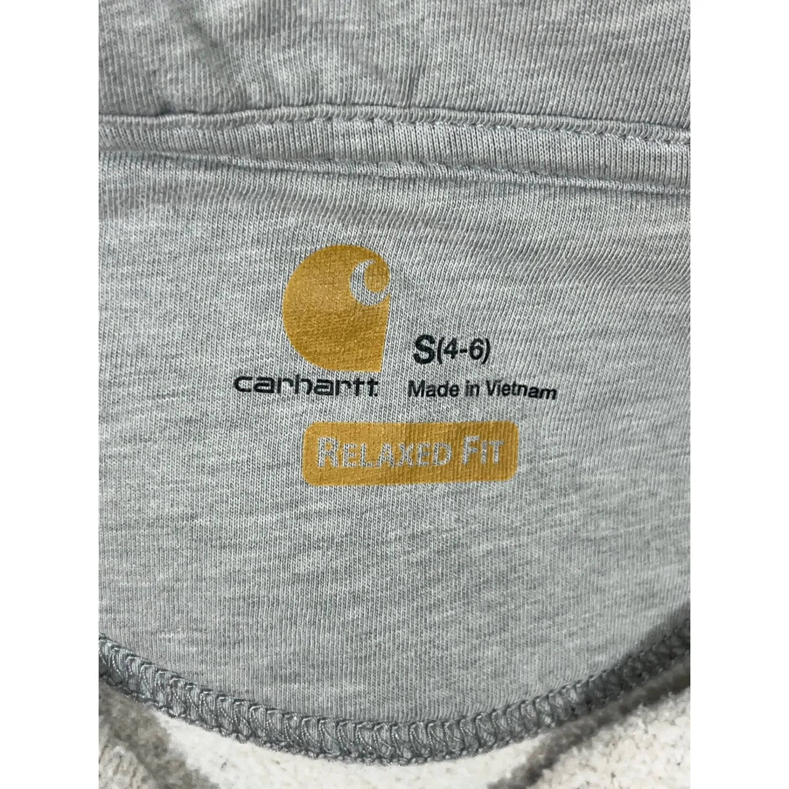 Carhartt Women Striped Quarter Zip Hooded Sweatshirt Relaxed Fit Cozy Gray Sz S - Image 7