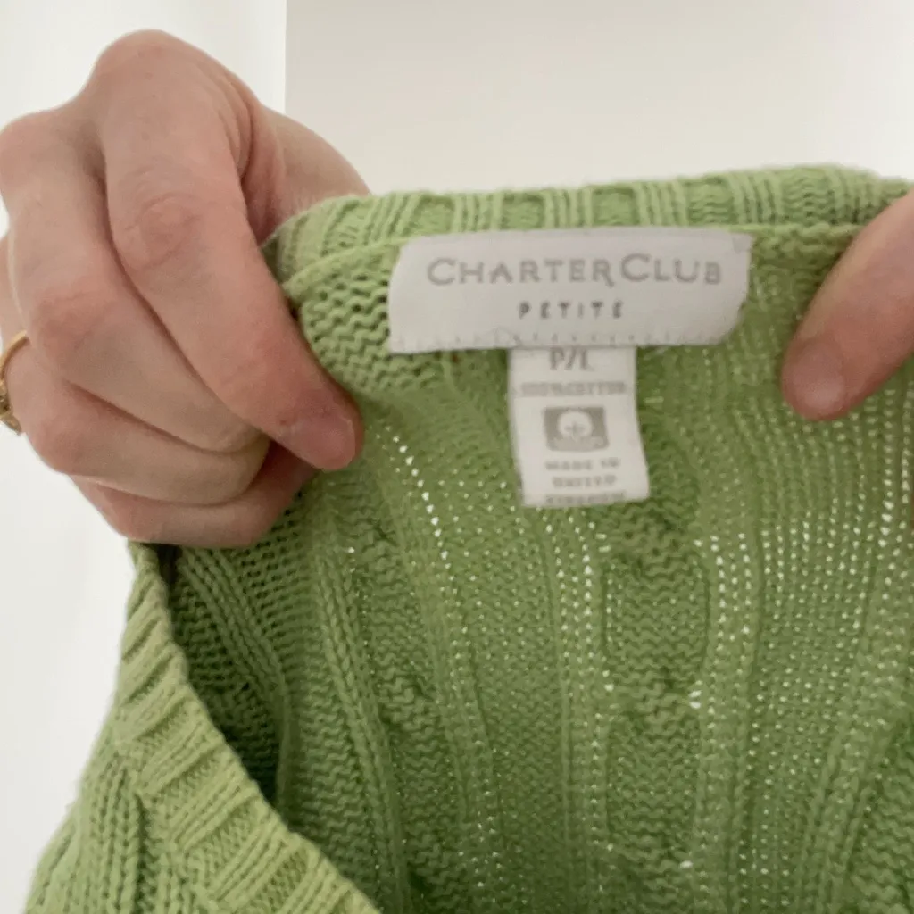 Charter Club Light Green Cable Knit Sweater - Image 3
