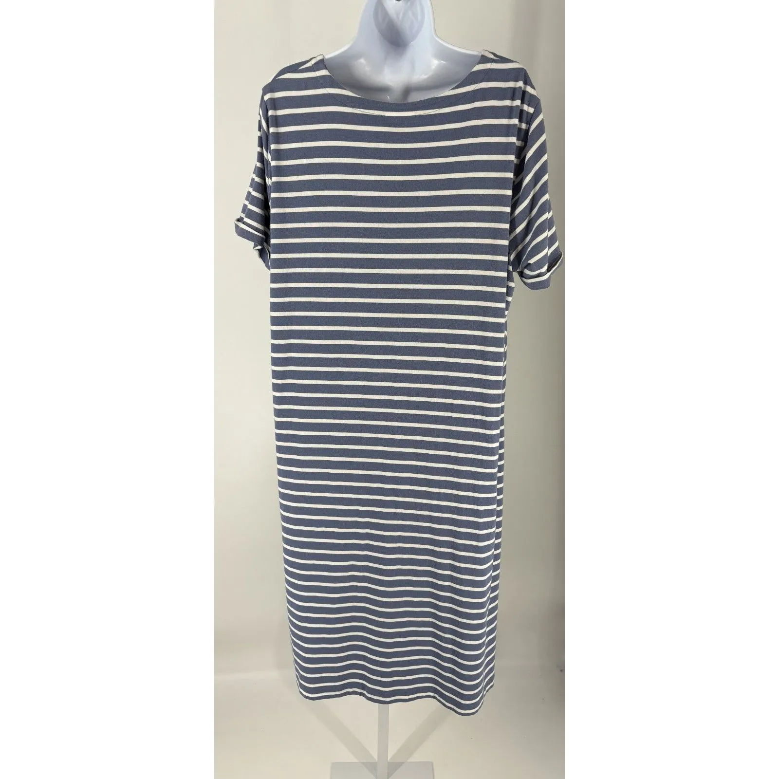 J.Jill Navy White Striped Knit Dress with Pockets - Image 2
