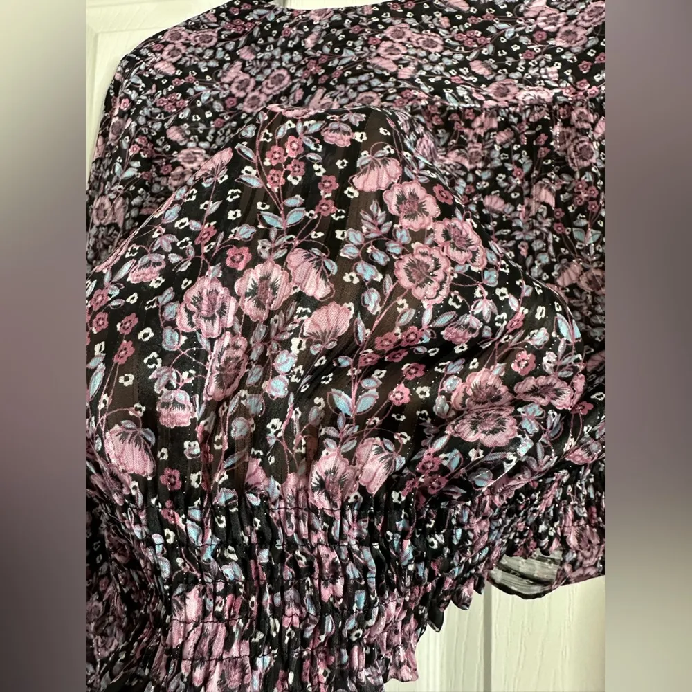 Zara Sheer Floral Cropped Blouse, Size Small - Image 11