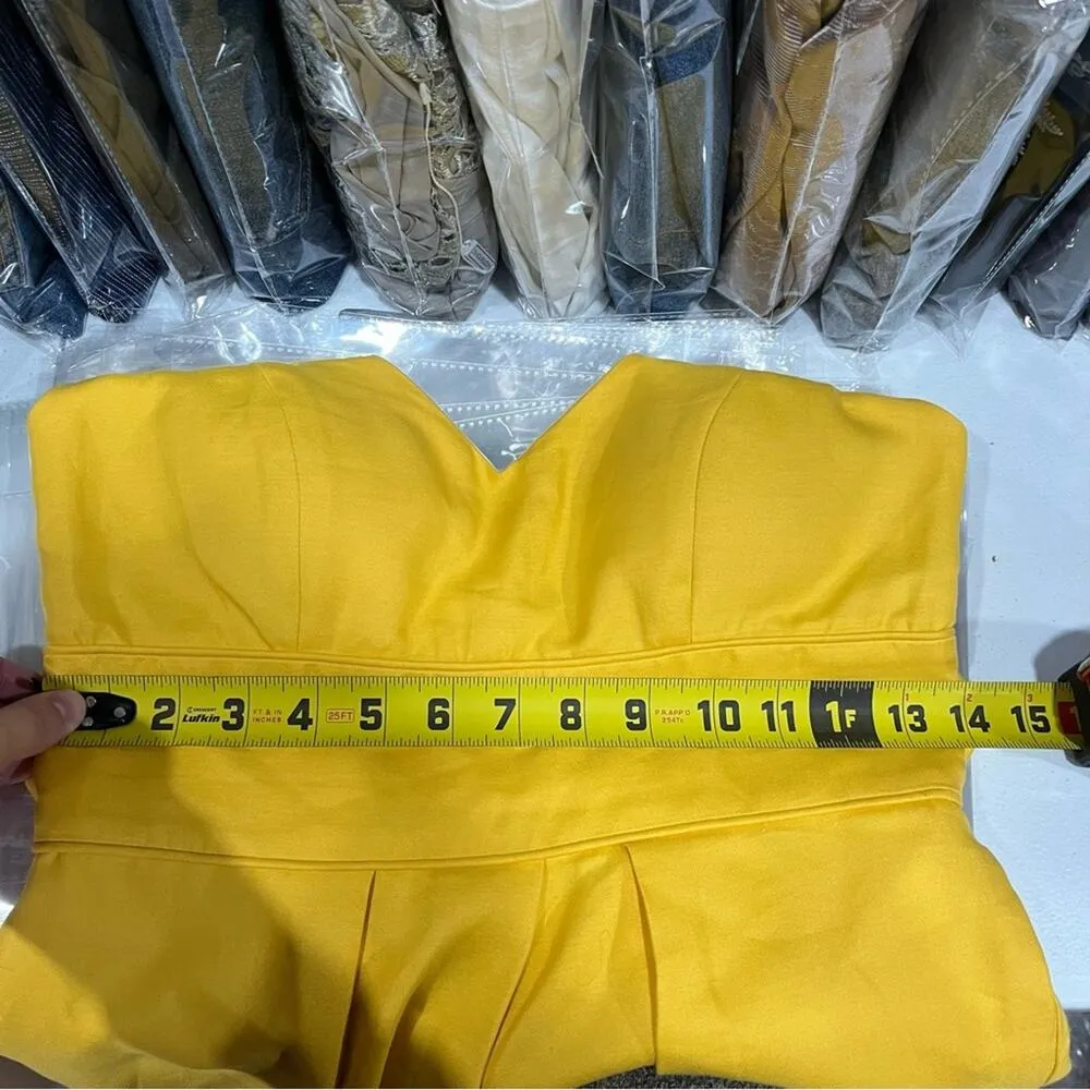 Jenny Yoo 100% Silk Yellow Marigold Mini Bridesmaid Dress - Image 10