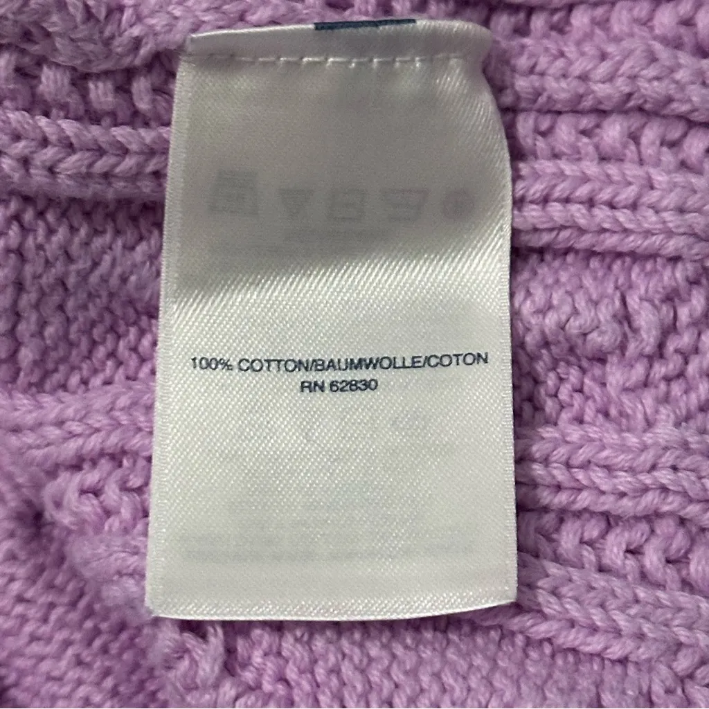 Lands End Women’s Sz XL Lavender Pink Cotton Drifter Cable Knit Crewneck Sweater - Image 5