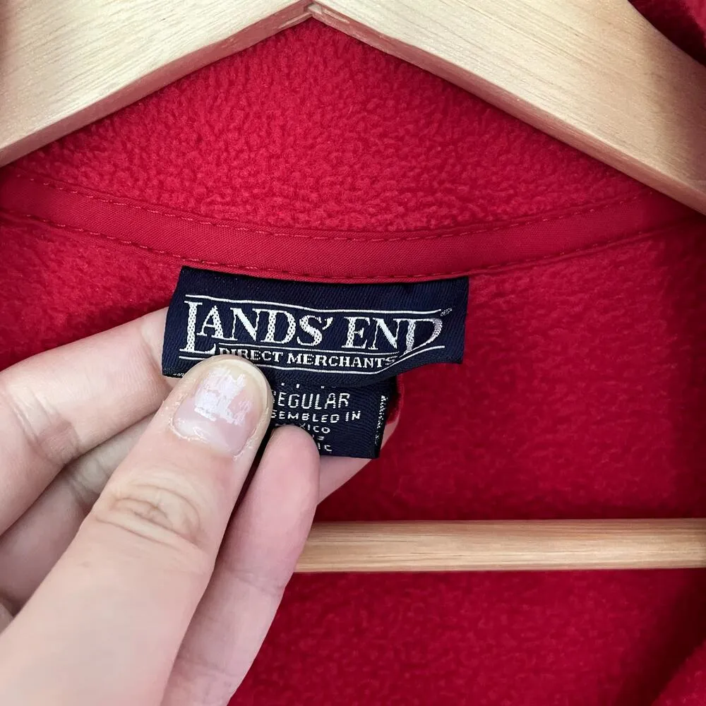 Lands' End red fleece vest aircore 200 women's size L zippered pockets winter - Image 3